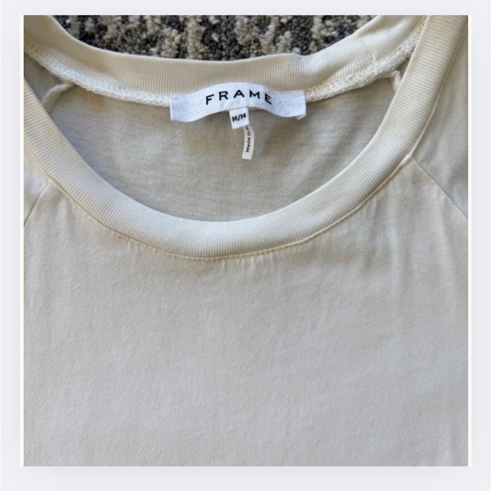 Frame Denim White Ruffle Muscle Tee | Size Medium - Picture 6 of 6